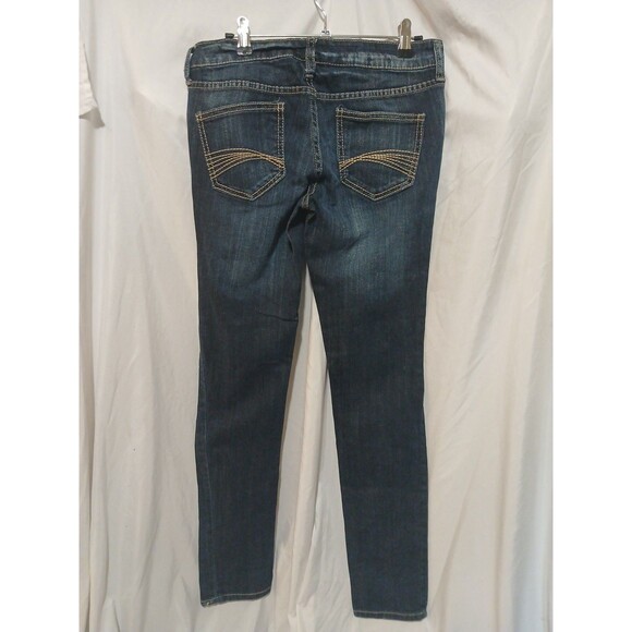 DECREE Women's Juniors Super Skinny Distressed Low Rise Denim Blue Jeans-Size 7 - Picture 9 of 13